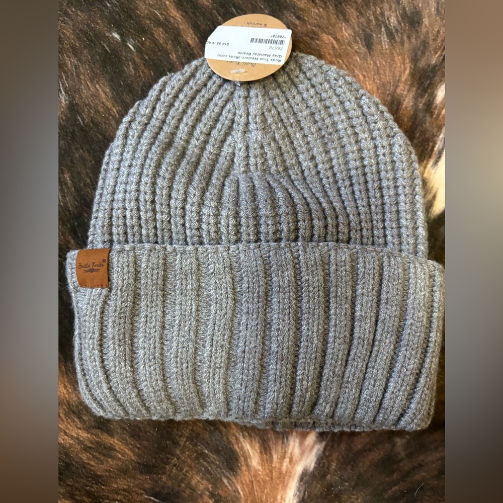 Gray Ribbed Knit Beanie